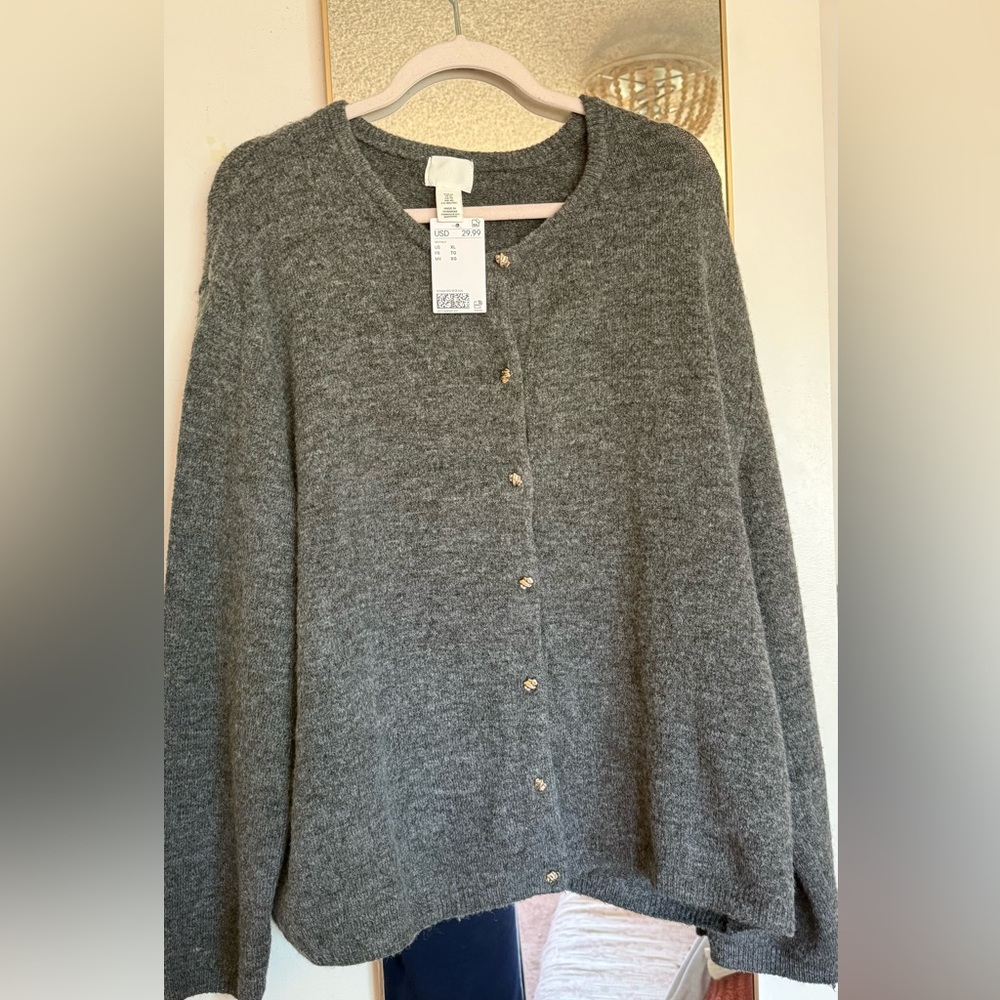 H&M Charcoal Button-Up Cardigan